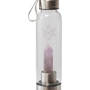 Lifestyle Products Glass Water Bottle Natural Amethyst Crystal w/Neoprene Sleeve